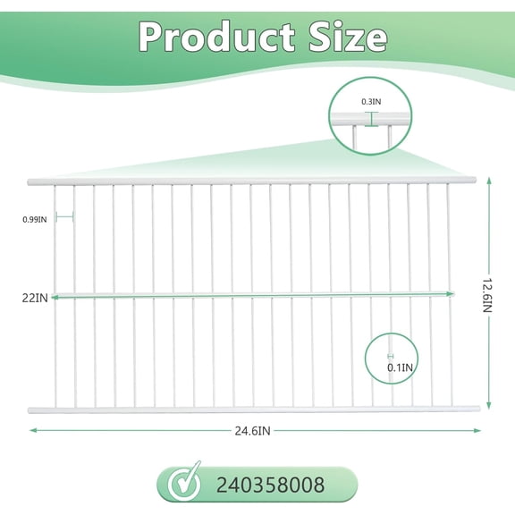 Refrigerator Freezer Full Width Shelf  for Crosley   White-  Kelvinator -  Metal Plastic Storage Rack