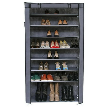 Zimtown 10 Tiers 45 Pairs Shoe Rack Shoe Shelf Shoe Storage Cabinet Organizer Space Saving Shoes Tower with Non-woven Fabric Cover Closet  Free Standing  Multiple Colors
