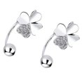 thumbnail image 4 of 1 par de pendientes de botón de plata esterlina con forma de hoja, pendientes de botón para mujer para fiestas, festivales y aniversarios, 4 of 13