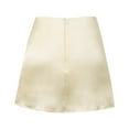 thumbnail image 6 of Curuila Womens A Line Mini Skirt High Waist Zipper Soft Solid Color Lined Short Skirt Beige Size L, 6 of 8