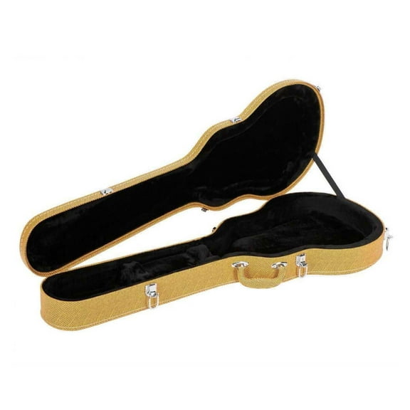 Wqmh 41" Electric Guitar Hard Case, Wooden Hard-Shell Protective Carrying Case for KLP-Style Electric Guitar with Lock Latch Padding, Yellow