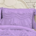 thumbnail image 3 of D.N.G. BEDDINGS 800 Thread Counts, 100% Egyptian Cotton, 550 GSM Microfiber filled Quilt Ruffled With Small Pom Pom Textured 1 Piece Oversized Super King Size Comforter, Lilac, 3 of 6