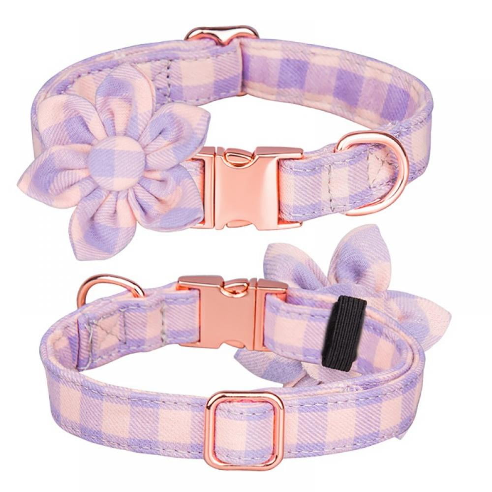 Girl Dog Collar with Flower, Adjustable Cute Dog Collar, Soft & Durable  Floral Dog Collar for Small Medium Large Dogs, Sturdy Dog Collar with  Safety Metal Buckle, Fit Necks 11.5-24.5'' DALUZ 