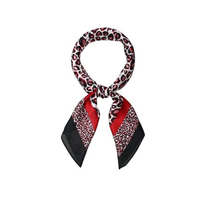 INSPIRE CHIC Foulards Carrés à Imprimé Léopard pour Femmes Foulard de Cou Foulard Rouge