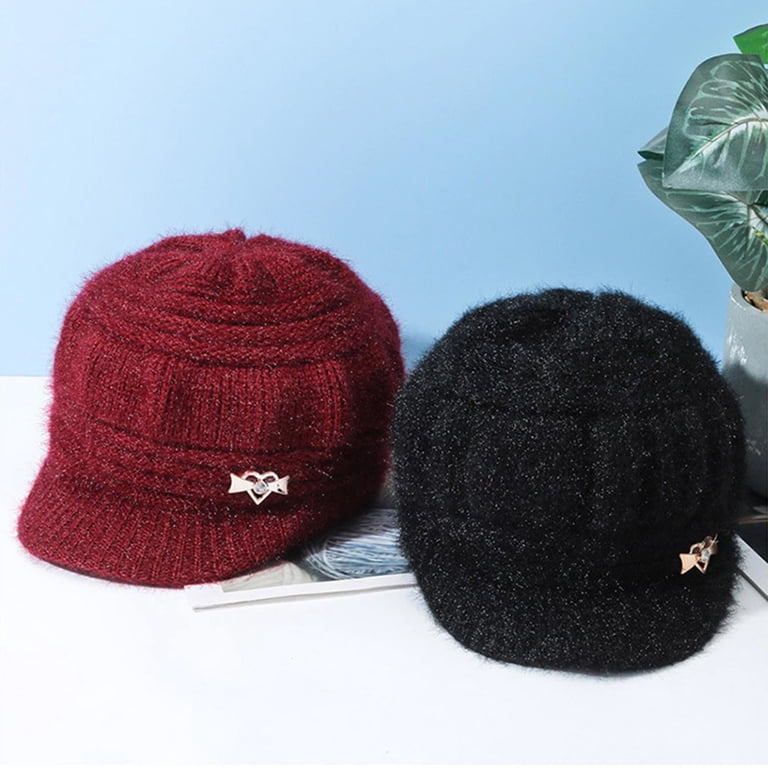 Dyfzdhu Women Winter Warm Knit Hat Wool Snow Ski Caps With  display picture 1