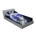 thumbnail image 2 of Space Fitted Sheet & Pillow Sham Set, Galaxy Nebula Full Moon Phase Starry Night Sky Orbit Infinity for Home Dorms, Decorative Printed 4 Piece Bedding Decor Set, Twin, Blue Navy White, by Ambesonne, 2 of 3