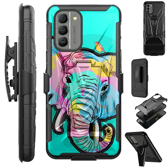 Compatible with Nokia G400 Hybrid Luxguard Holster Phone Case Cover (Teal Elephant)