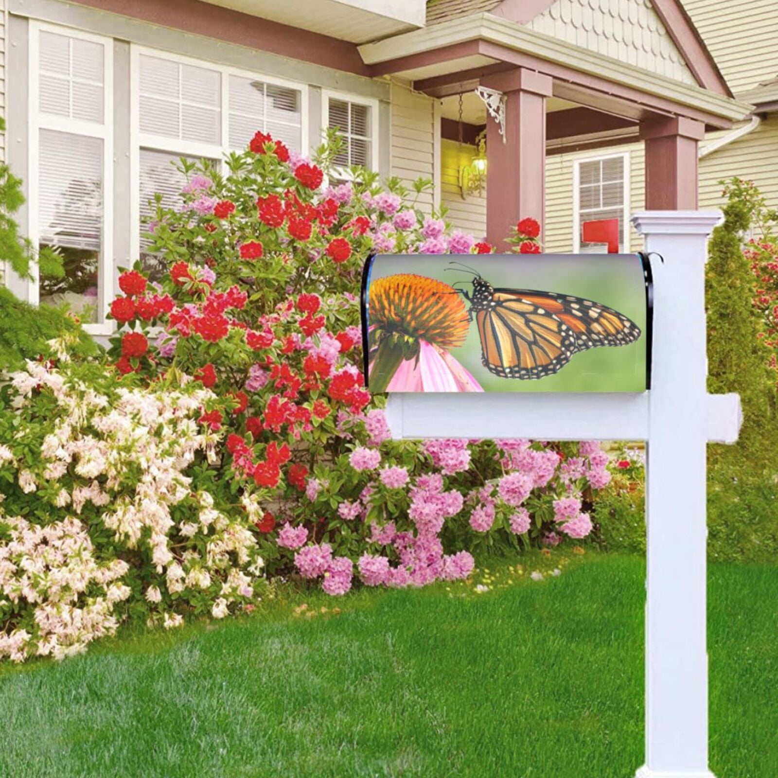 Logiee A monarch butterfly Print Post Letter Box Wrap Decor, Mailbox Cover Suitable for Standard Mailbox and Large Size Mailbox,Outdoor Yard Decoration-25.5x21 in