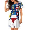 thumbnail image 2 of Easygdp The Map Of United States Camisón de manga corta para mujer, informal, estampado, 2 of 6