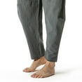thumbnail image 4 of SOOMLON Men's Pants Y2k Pants Linen Loose Lightweight Elastic Waist Pants Yoga Home Pants Dark Gray L, 4 of 6