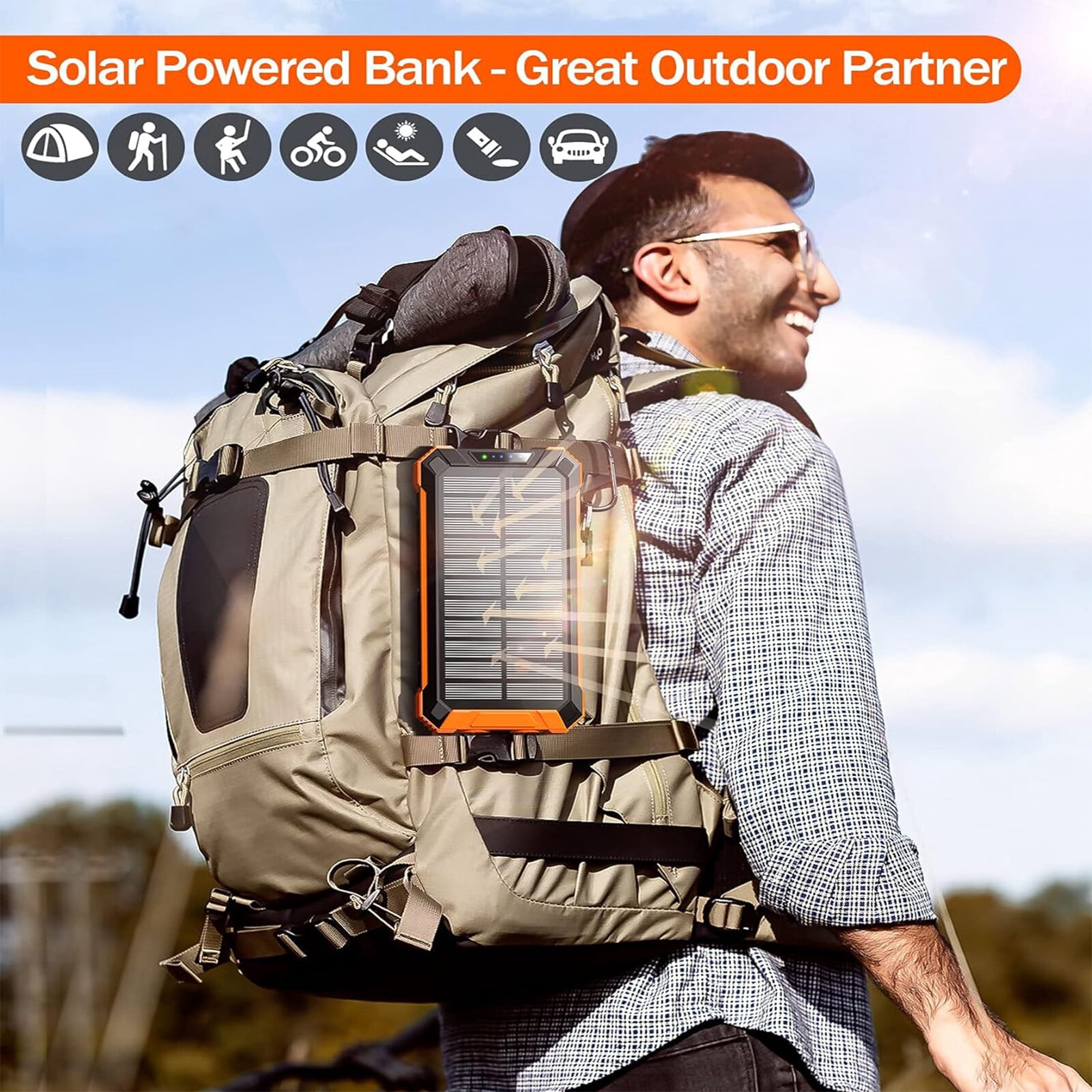 900000mAh Solar Power Bank USB Fast Charging Portable External Battery LED Light