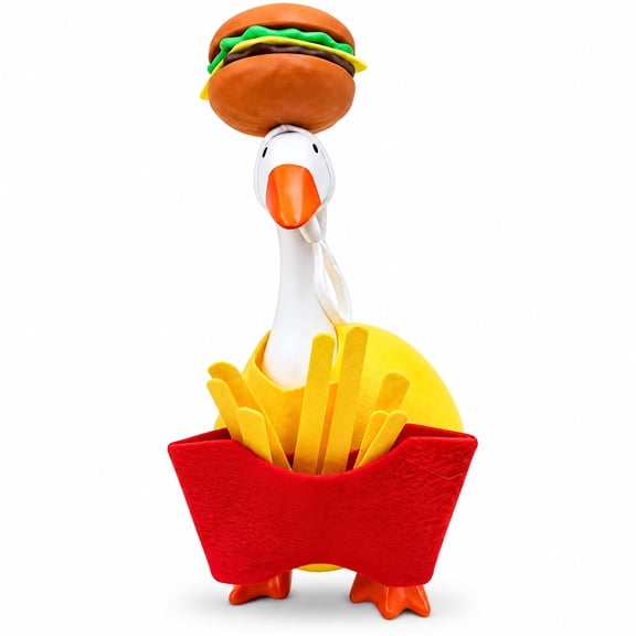 Funny 7 Inch Desk Goose Outfit,Hamburger Style Dress-Up for 7" Magnetic Desktop Goose Statues Home Office Table Decor Holiday Party Accessories