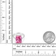 thumbnail image 3 of Gem Stone King 925 Sterling Silver Pink Created Sapphire and White Diamond Ring for Women (10.07 Cttw, Emerald Cut 14x10MM, Gemstone September Birthstone, Size 5), 3 of 4