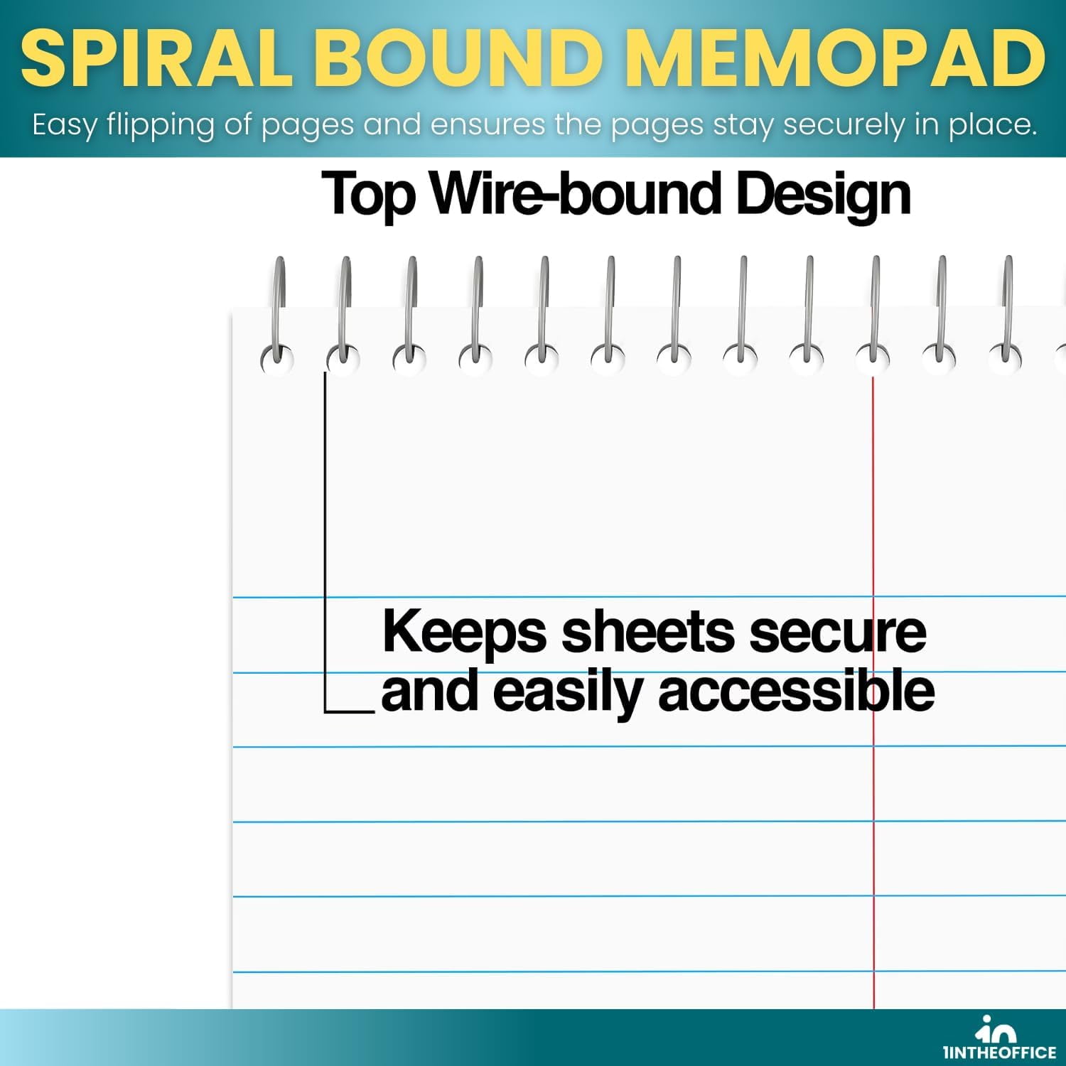 1InTheOffice Steno Pads Spiral 6x9, Steno Note Pads, Spiral Steno Pads, Gregg Ruled, 80 Sheets/Pack, White, 24 Pack
