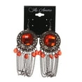 thumbnail image 2 of Red & Silver-Tone Colored Metal Dangle-Earrings With Crystal Accents #LQE1771, 2 of 2