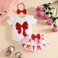 thumbnail image 2 of Kogui Bodysuit Dress Baby Girl Girls Summer Outfit Sets Infant Short Sleeve Striped Romper Bodysuit Cartoon Skirts Outfits Girls Casual Outfit Sets for School 0 3 6 9 12 18 24 Months (Red,3-6 Months), 2 of 7