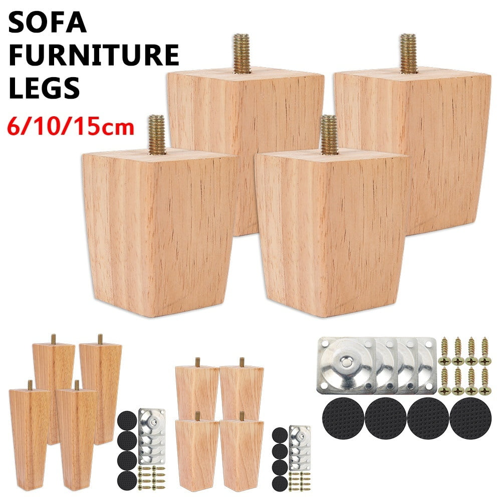 SW 4inch Dark Walnut Tapered Sofa/Couch/Chair/Furniture Solid OAK Wood Legs Set 