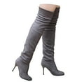 thumbnail image 3 of Knee High Boots Women Pointed Toe Stiletto Heel Fall Tall Boots Elastic Leather Long Boots, 3 of 7