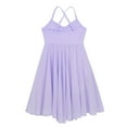 thumbnail image 2 of Hansber Kids Girls Lyrical Dance Dress Spaghetti Shoulder Straps Modern Ballet Dance Leotard Dancewear Lavender 3-4, 2 of 6