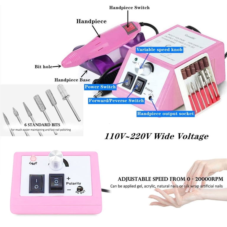 ZPL Electric Nail Drill Machine Set, Low Noise Nail File Gel