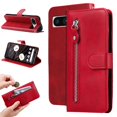 thumbnail image 1 of SaniMore Case for Google Pixel 7A 6.1" 2023, Zipper Wallet Pocket Caed Slots Retro PU Leather Shockproof Drop-proof Flip Kickstand All-around Protective Shell For Google Pixel 7A, Red, 1 of 12