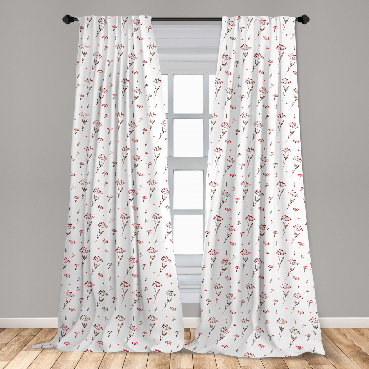 Peach Curtains Floral Vibrant Drawing Window Drapes 2 Panel Set 108x63 Inches 