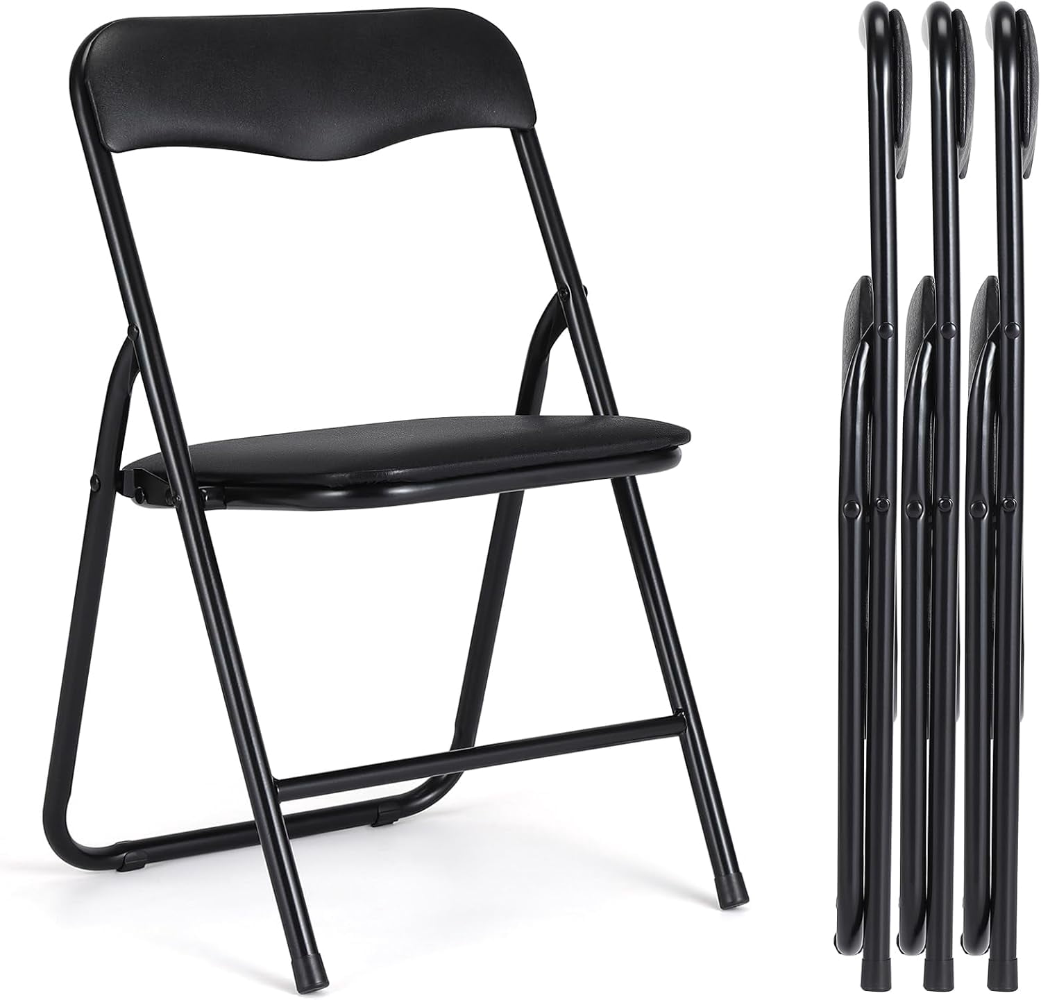 Twister.CK Kids Folding Card Table and Chair Set of 5, Upholstered Foldable Table and Chair Set, Portable Metal Frame Activity Table and Chairs Set for Eating, Reading, Playing, Black