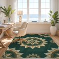 thumbnail image 3 of Design&I 5'x7' Washable Area Rug Sleek Flatweave Pet Friendly & Non-Slip Round Circle Geometric Interlocking Motifs Concentric Tiers Dining for Small Living Room, Bedroom, 3 of 7