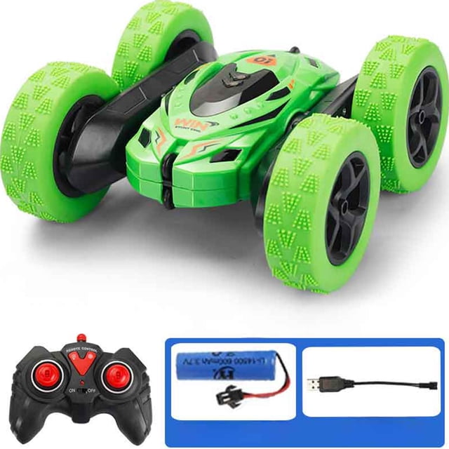 Coche acrobático de doble cara con giro de 360 grados, inalámbrico, con iluminación y control remoto.