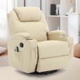 thumbnail image 1 of YSICK Swivel Rocker Recliner Chair with Massage PU Leather for Living Room,Beige, 1 of 7
