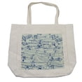 thumbnail image 1 of Airplane Shopping Bag, Old Airplane Drawings Classic Dated Flight Vintage Style Nostalgic Jets, Eco-Friendly Reusable Bag for Groceries Beach and More, 15.5" X 14.5", Cream, by Ambesonne, 1 of 2