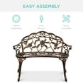 thumbnail image 6 of Best Choice Products Outdoor Bench Steel Garden Patio Porch Furniture w/ Floral Accent, Antique Finish - Bronze, 6 of 7