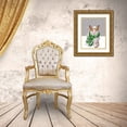 thumbnail image 3 of Fab Funky 26x32 Gold Ornate Wood Framed with Double Matting Museum Art Print Titled - White Cat, Green Scarf, 3 of 4