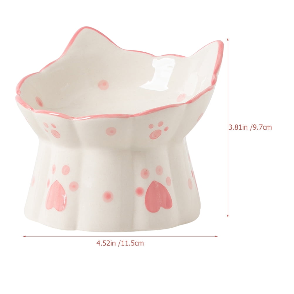 BESTONZON Cat Neck Protection Bowl Ceramic Multi-Color Stable Design 2Pcs