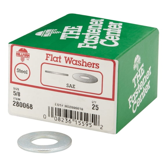 Hillman 280068 Sae Flat Washer, Zinc Plated Steel, 5/8"