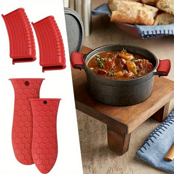 Silicone Hot Handle Holder, Heat Resistant Pot Holder for Cast Iron Skillets and Cookware, Non-Slip Handle Grip Covers