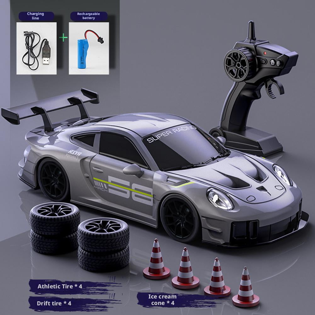 RC Drift Car,124 Scale RC Drift Car 4WD 2.4GHz 30KM/H High Speed Sport with LED Toy Lights,Two Cars