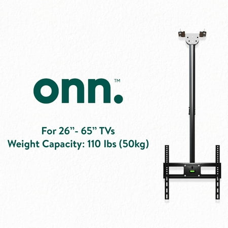 onn Full Motion Ceiling TV Mount for 26 to 65 TVs, UL Listed, Holds up to 110 lbs
