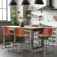 thumbnail image 2 of GIANNA Counter Height Bar Stools Set of 2, Faux Leather, Back and Metal Leg, 26 inch Height, for Home Kitchen Office, Brown, 2 of 6