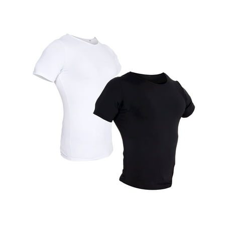 LISH Men's Slimming Compression Body Shaper Undershirt (2 (Best Compression Undershirt Men)