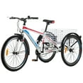 thumbnail image 2 of FICISOG Mountain Tricycle for Adults, 3 Wheeled 7-Speed Mountain Tricycle 24 inch 26 inch 27.5 inch Men's Women's Tricycles Cruiser Bike Featuring Disc Brakes, Cargo Basket,White, 2 of 7