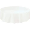 "Round Plastic Table Cover, 84"", White"
