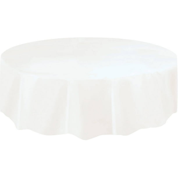 White Plastic Party Tablecloth Round, White Table Linens Round