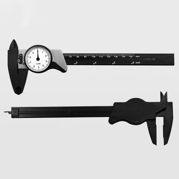 OUNONA Plastic Caliper for Measuring Use with Double Scale Reading and Locking Thumb Screw Black 0-150mm