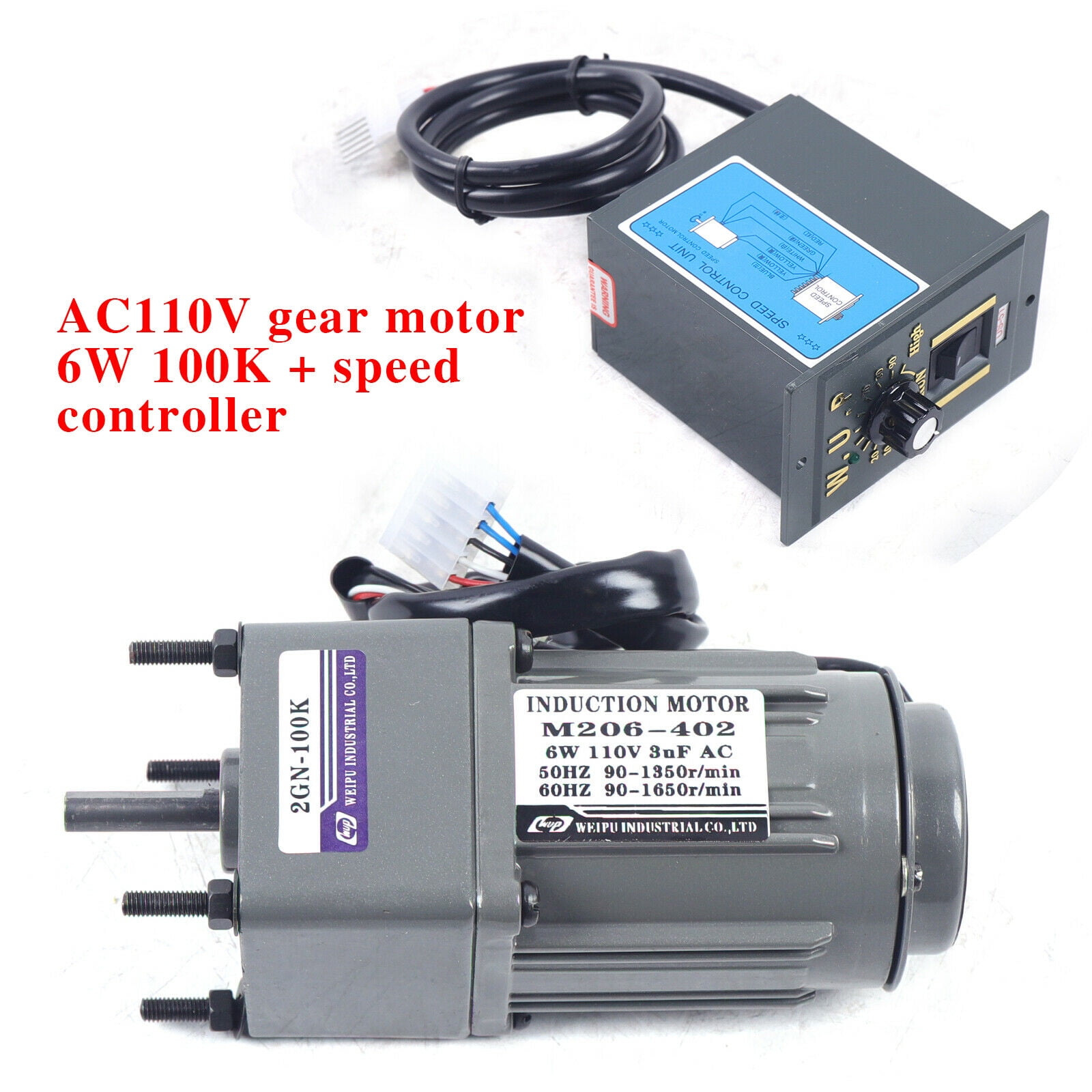 6W AC gear motor electric motor +variable speed controller 13.5