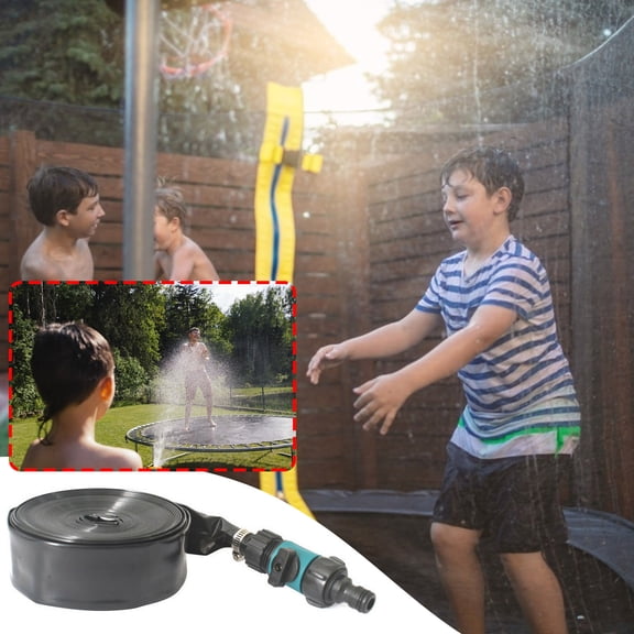 Trampoline Sprinkler Outdoor Water Spray Hose | 39.4ft Leakproof Waterpark Accessory | Adjustable Pressure | Easy Install | Backyard Lawn Garden Fun | Includes Fixing Straps