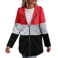 thumbnail image 6 of cocolona Womens Color Block Jackets Zip Up Hooded Long Sleeve Sweatshirts Casual Loose Plus Szie Fall Tops, 6 of 6