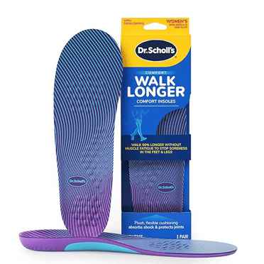 Dr. Scholl's Walk Longer Insoles, Comfortable Plush Foam Inserts Women Shoe Sizes 6-10, 1 Pair