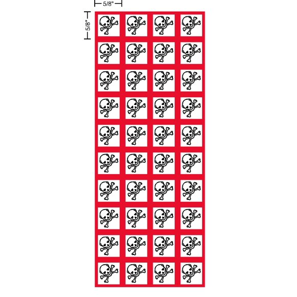 GHS Toxique, Crâne, Crâne et Os Croisés, Pictogramme, 5/8 Pouce, Côtés de 625 Pouces, Décalcomanie, Étiquette, kit Conforme OSHA, Autocollant en Vinyle, Feuille, 40 de la Decals par Feuille