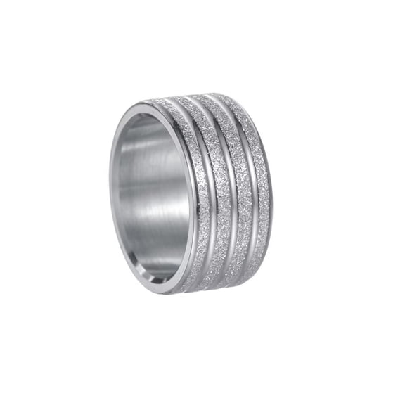 HIJONES Men's Women's Stainless Steel Trendy Sandblasted Matte Chunky Band Ring Titanium Jewelry Silver Size 8